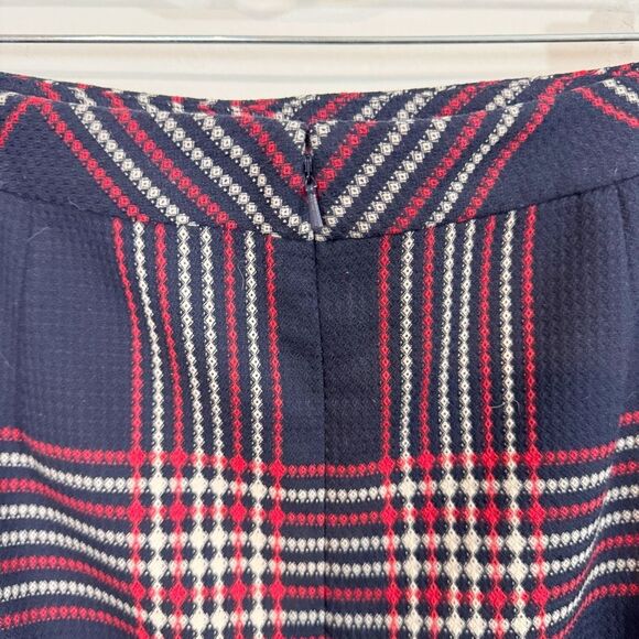 HALOGEN Classic Navy Plaid A-Line Skirt size 10 red white blue - Picture 7 of 11